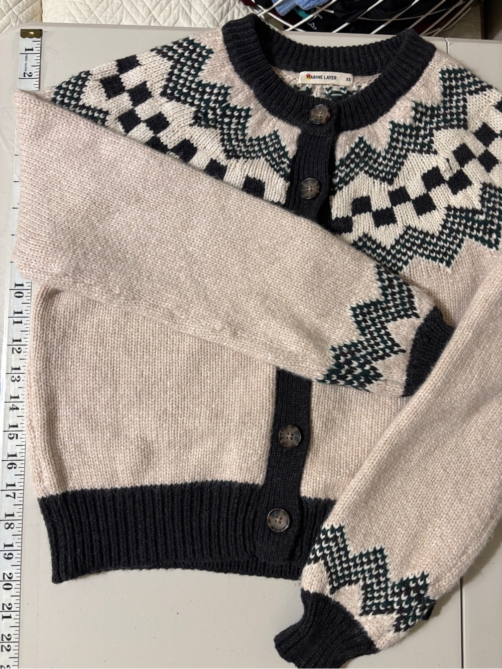 Marine Layer Cardigan Ava Fair Isle Size XS Cabincore Camping Wool Alpaca Soft - Picture 9 of 11